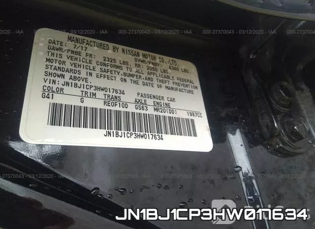 JN1BJ1CP3HW017634 фото 6