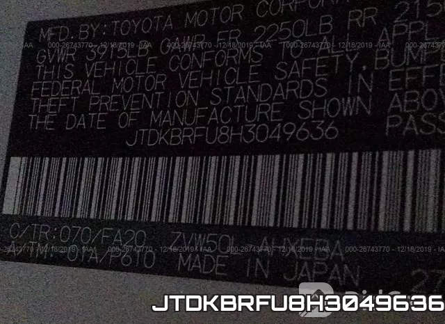 JTDKBRFU8H3049636 фото 10
