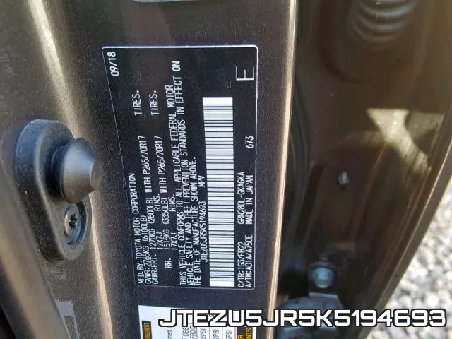 JTEZU5JR5K5194693 фото 2