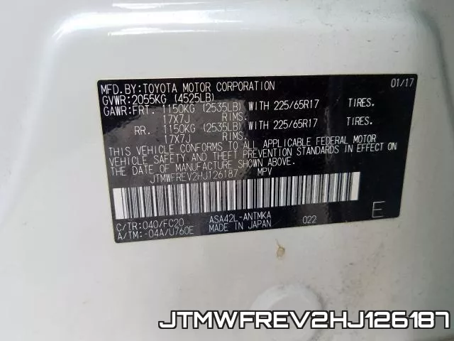 JTMWFREV2HJ126187 фото 2