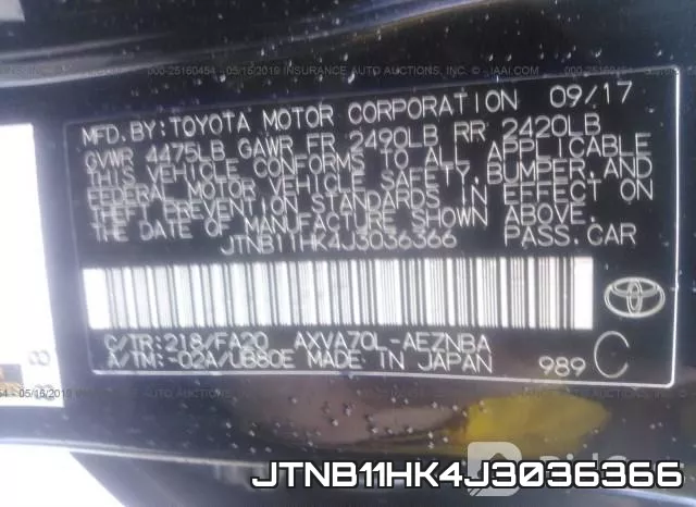 JTNB11HK4J3036366 фото 8