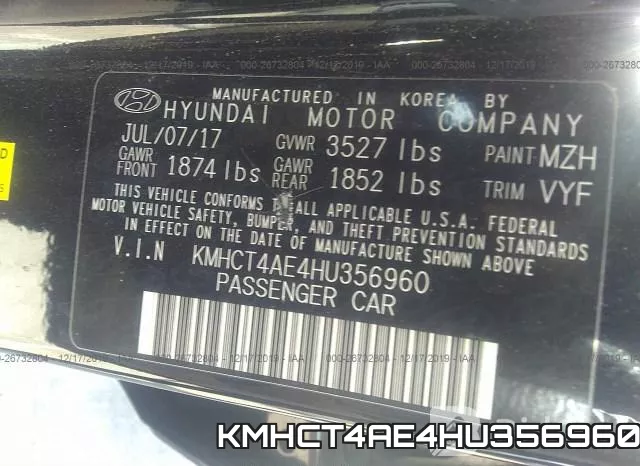 KMHCT4AE4HU356960 фото 10