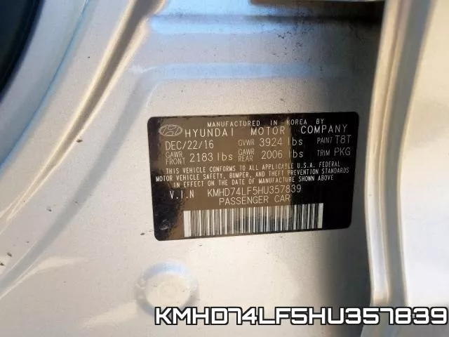 KMHD74LF5HU357839 фото 2