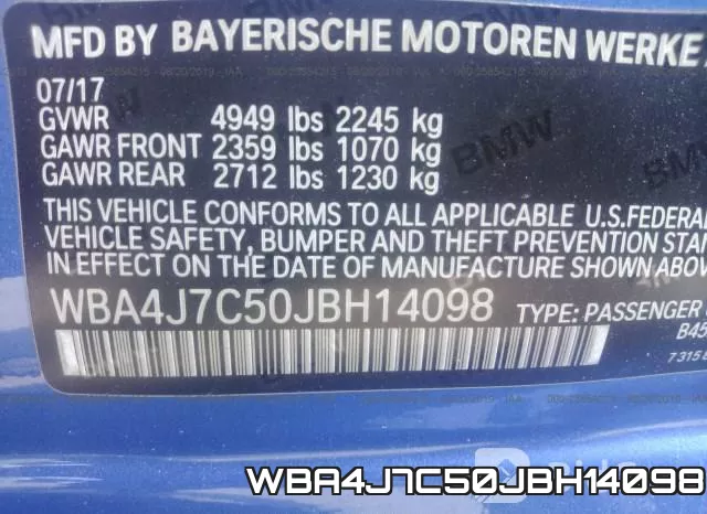 WBA4J7C50JBH14098 фото 10