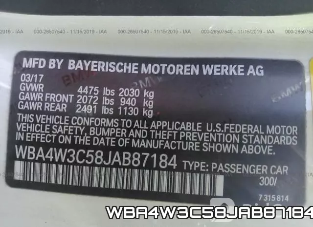 WBA4W3C58JAB87184 фото 4