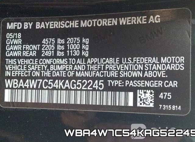 WBA4W7C54KAG52245 фото 7