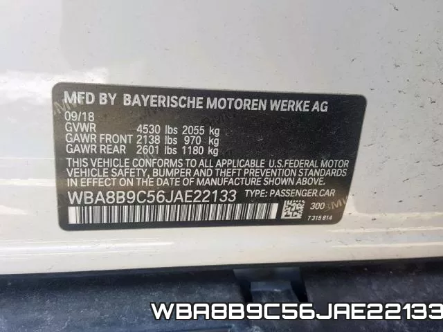 WBA8B9C56JAE22133 фото 2