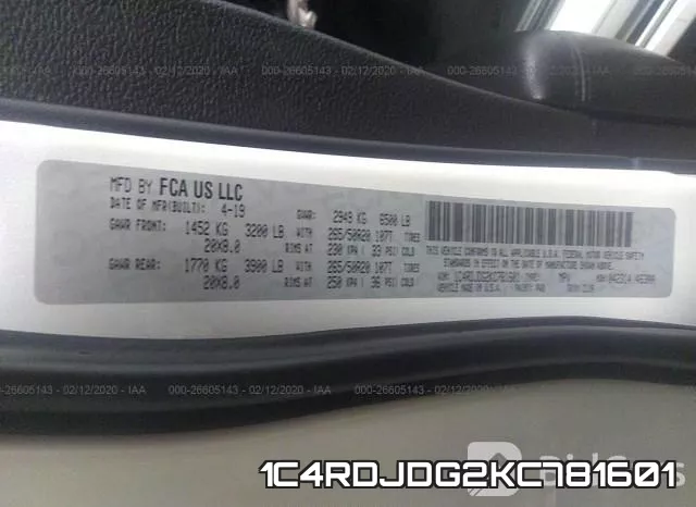 1C4RDJDG2KC781601 фото 8