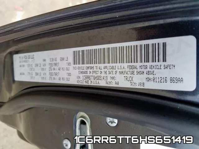 1C6RR6TT6HS651419 фото 2
