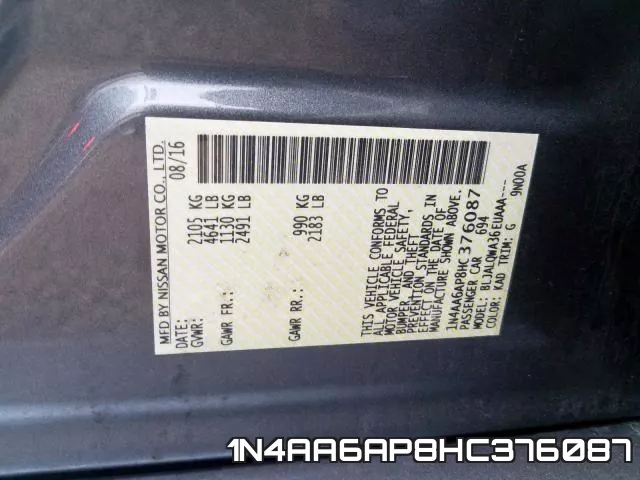 1N4AA6AP8HC376087 фото 2