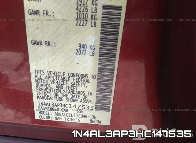 1N4AL3AP3HC147535 фото 8