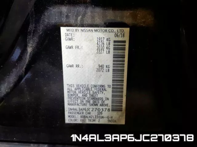 1N4AL3AP6JC270378 фото 2