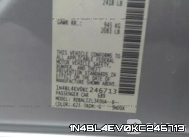 1N4BL4EV0KC246713 фото 10