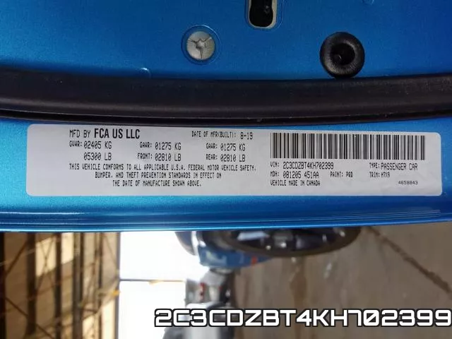 2C3CDZBT4KH702399 фото 2