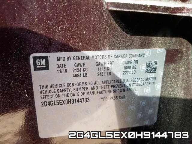 2G4GL5EX0H9144783 фото 2