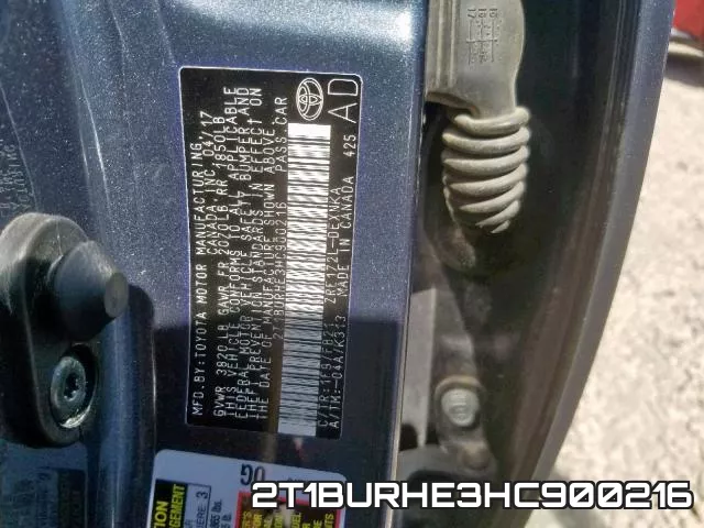 2T1BURHE3HC900216 фото 2