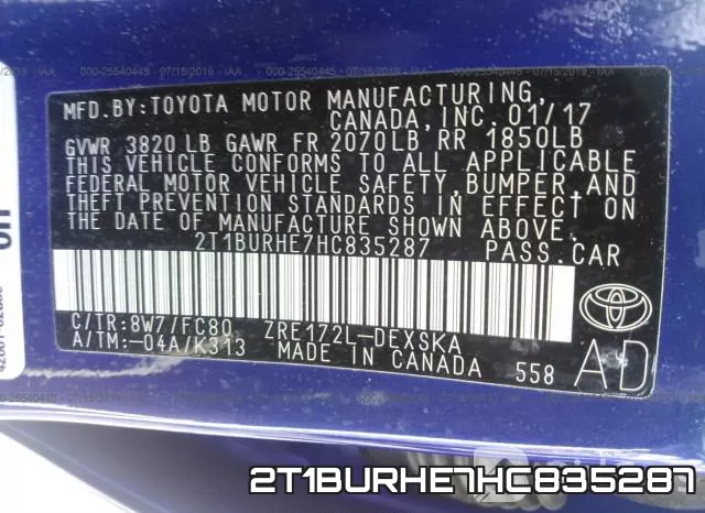 2T1BURHE7HC835287 фото 6