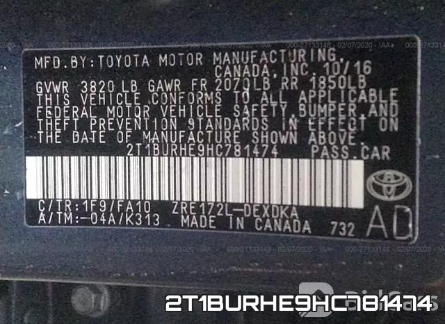 2T1BURHE9HC781474 фото 6