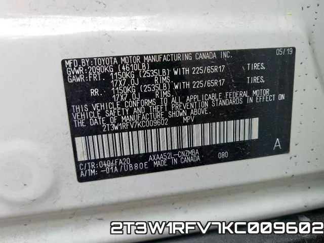 2T3W1RFV7KC009602 фото 2
