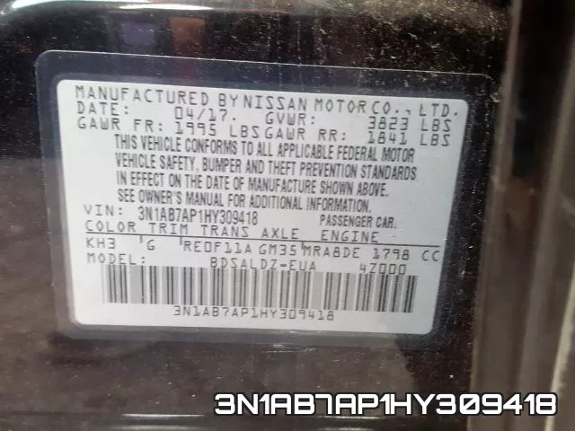 3N1AB7AP1HY309418 фото 2