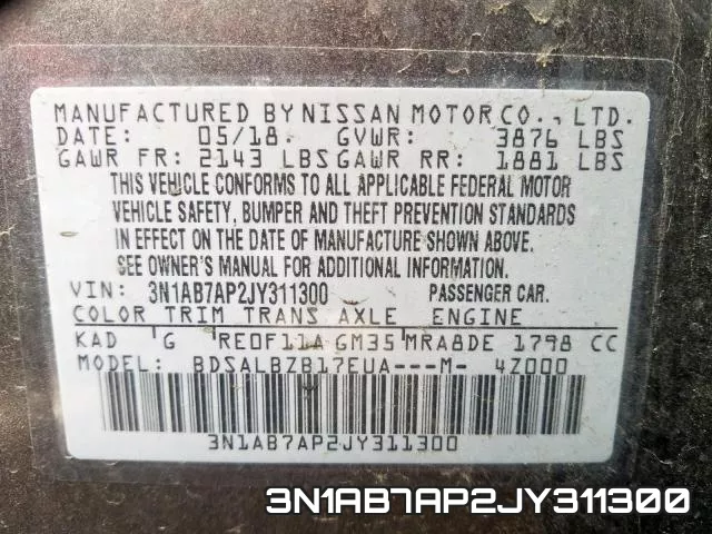 3N1AB7AP2JY311300 фото 2
