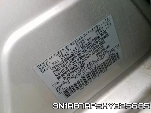 3N1AB7AP5HY325685 фото 2