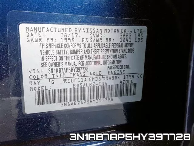 3N1AB7AP5HY397728 фото 2