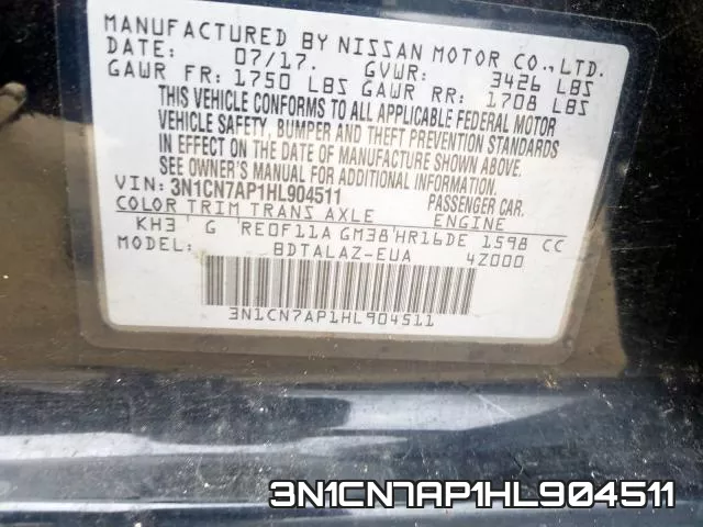 3N1CN7AP1HL904511 фото 2