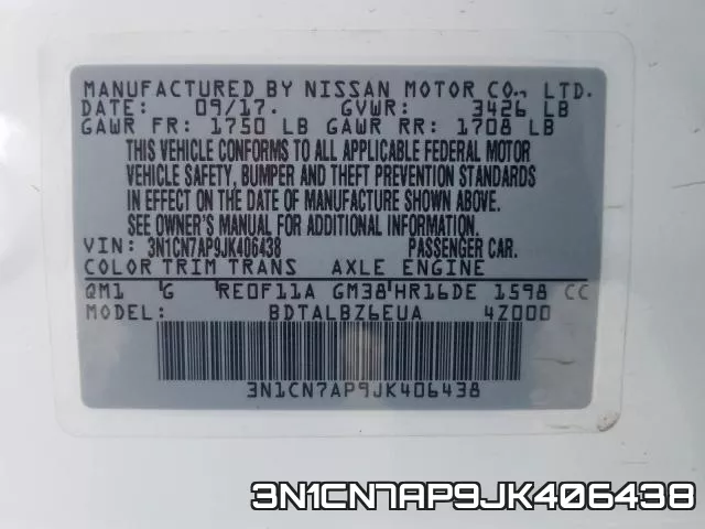 3N1CN7AP9JK406438 фото 2