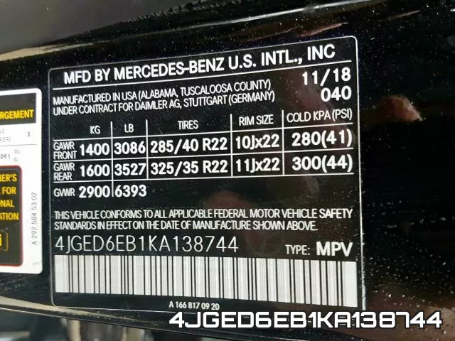 4JGED6EB1KA138744 фото 2