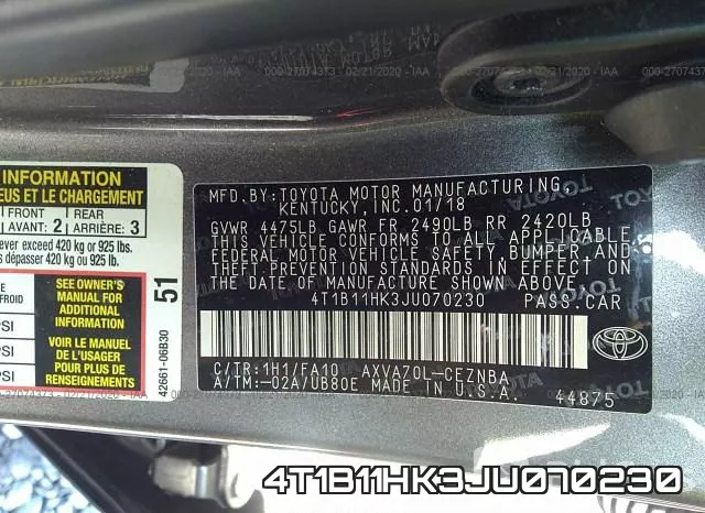 4T1B11HK3JU070230 фото 10