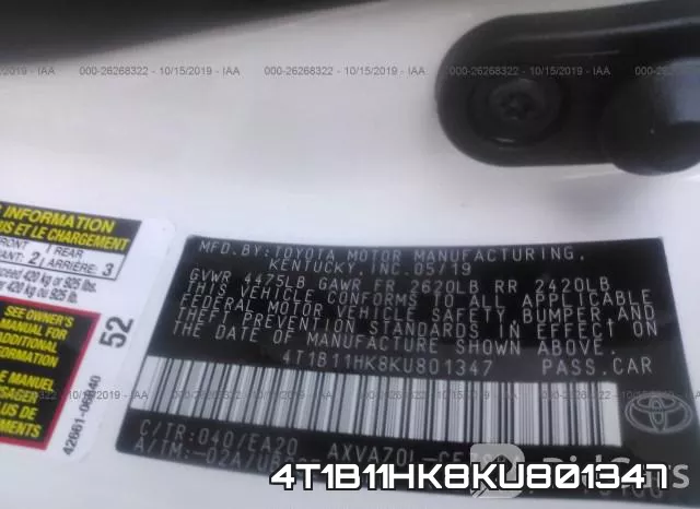 4T1B11HK8KU801347 фото 6