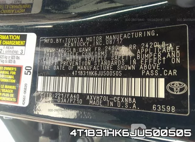 4T1B31HK6JU500505 фото 5