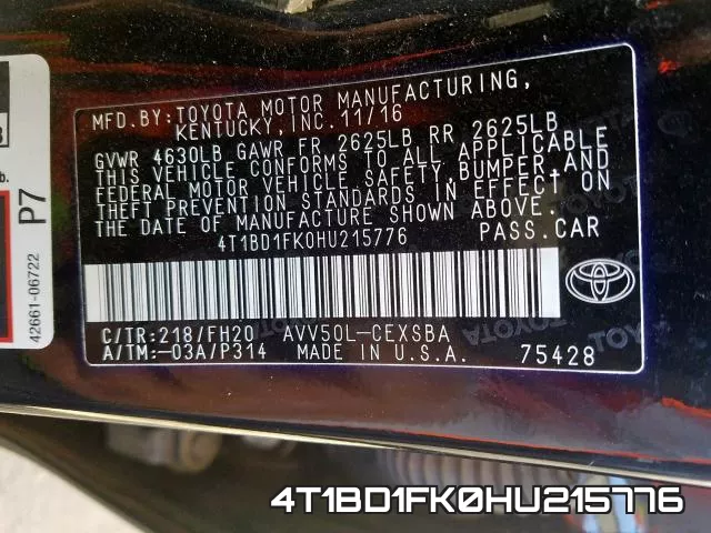 4T1BD1FK0HU215776 фото 2