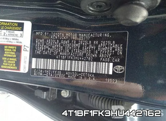 4T1BF1FK3HU442762 фото 10