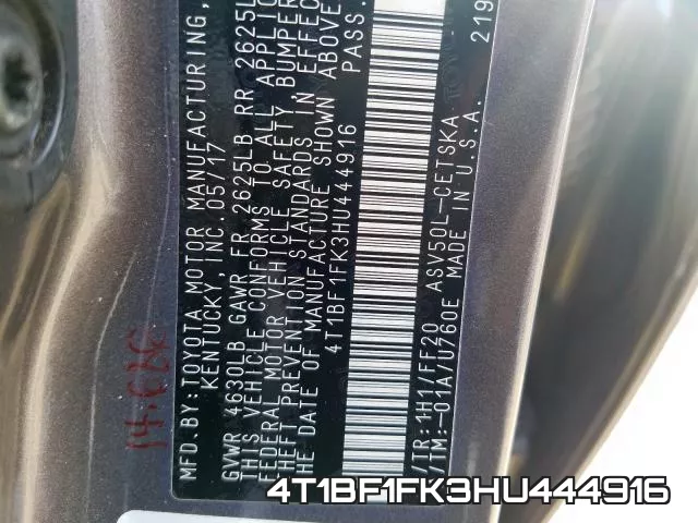 4T1BF1FK3HU444916 фото 2