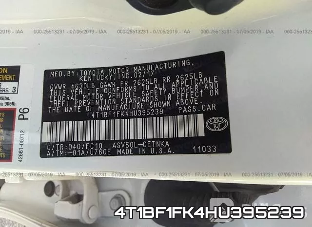 4T1BF1FK4HU395239 фото 9