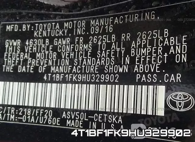 4T1BF1FK9HU329902 фото 2