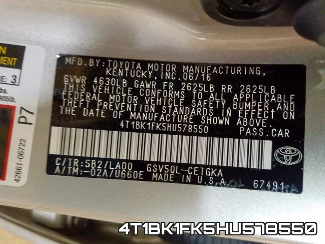 4T1BK1FK5HU578550 фото 2