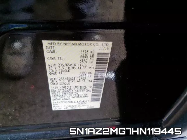 5N1AZ2MG7HN119445 фото 2