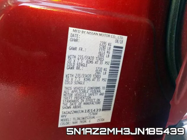 5N1AZ2MH3JN185439 фото 2