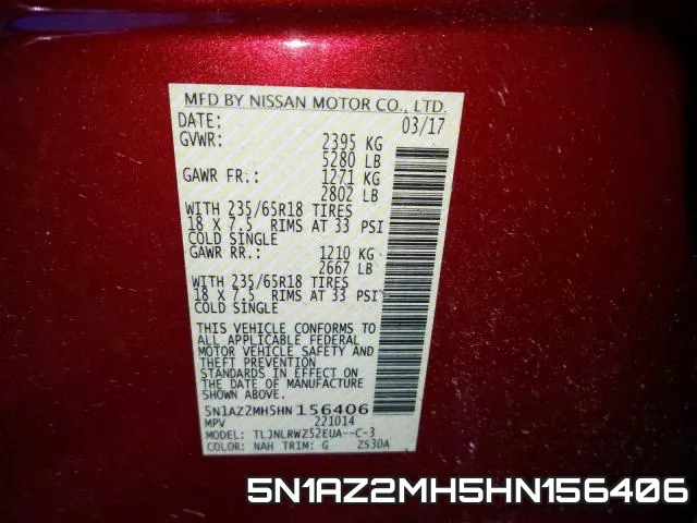 5N1AZ2MH5HN156406 фото 2
