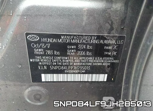 5NPD84LF9JH285013 фото 10