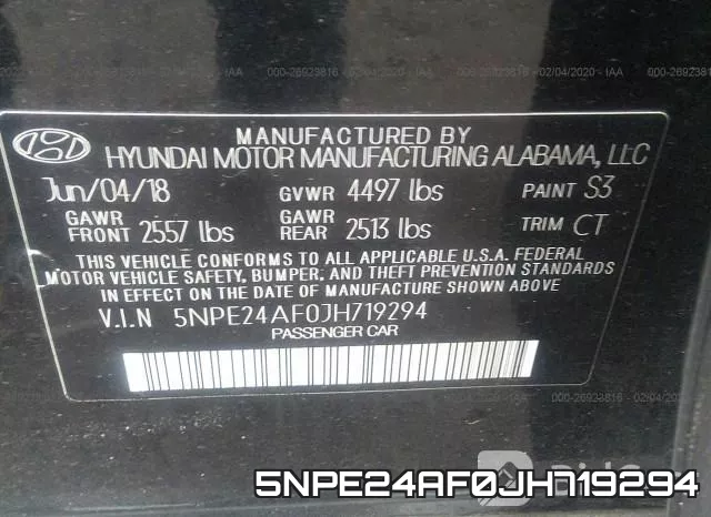 5NPE24AF0JH719294 фото 10