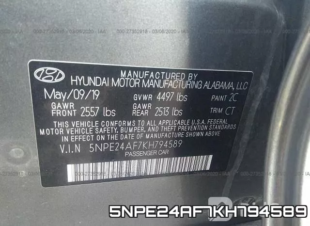 5NPE24AF7KH794589 фото 10
