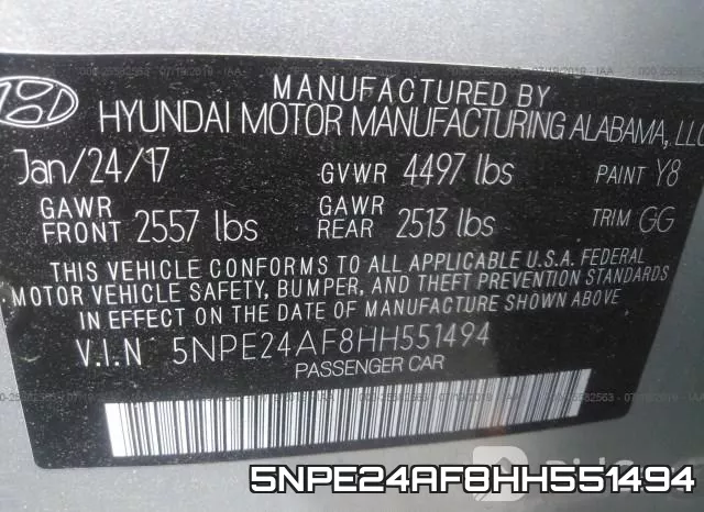 5NPE24AF8HH551494 фото 6