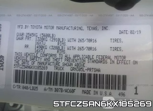5TFCZ5AN6KX185269 фото 10