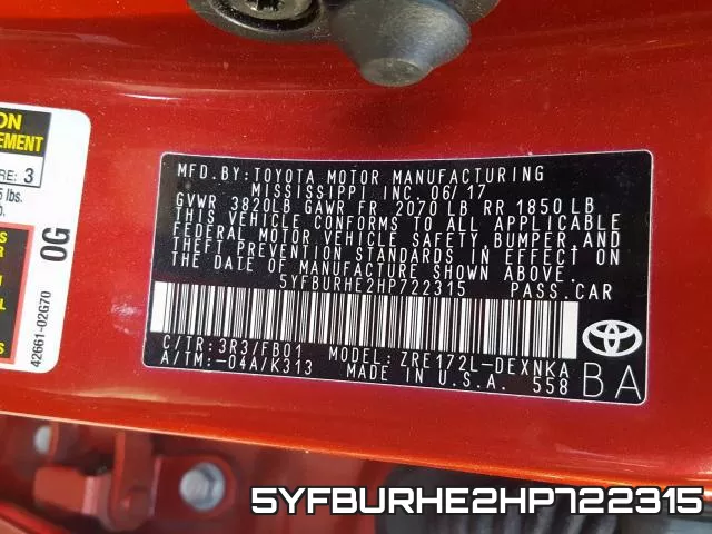 5YFBURHE2HP722315 фото 2
