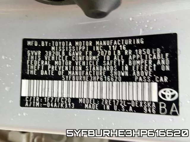 5YFBURHE3HP616620 фото 2