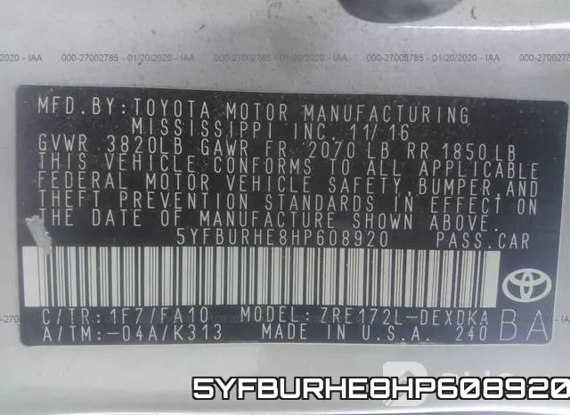 5YFBURHE8HP608920 фото 10